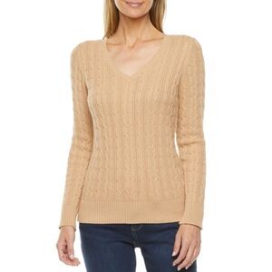 St John’s Bay Cable Knit Sweater Women's Tan XLT